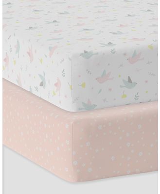 Living Textiles - 2pk Jersey Cot Fitted Sheet   Ava Floral - Nursery (Blush) 2pk Jersey Cot Fitted Sheet - Ava-Floral