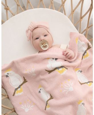 Living Textiles - Australiana Baby Blanket   Cockatoo Blush - Blankets (Pink) Australiana Baby Blanket - Cockatoo-Blush