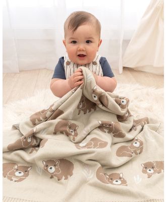 Living Textiles - Australiana Baby Blanket   Wombat Natural - Blankets (Beige) Australiana Baby Blanket - Wombat-Natural