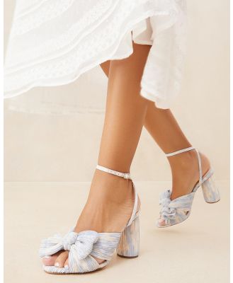 Loeffler Randall - Camellia Pleated Knot Heeled Sandals - Sandals (Dusty Blue Floral) Camellia Pleated Knot Heeled Sandals