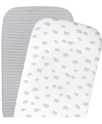 Lolli Living - 2 pack Co Sleeper Bedside Bassinet Fitted Sheets   Watercolour Elephant - Nursery (Grey) 2-pack Co-Sleeper Bedside Bassinet Fitted Sheets - Watercolour Elephant
