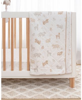 Lolli Living - Quilted Cot Comforter   Bosco Bear - Nursery (Neutrals) Quilted Cot Comforter - Bosco Bear
