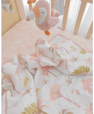 Lolli Living - Quilted Reversible Cot Comforter   Tropical Mia - Nursery (Blush) Quilted Reversible Cot Comforter - Tropical Mia