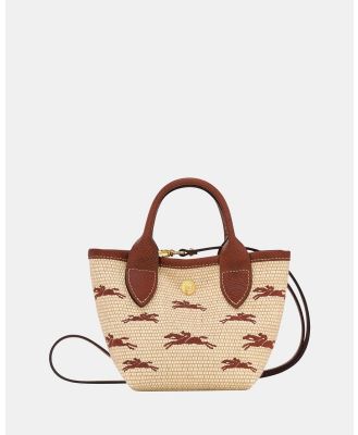 Longchamp - Le Panier Pliage Basket   Extra Small - Bags (Brown & Canvas) Le Panier Pliage Basket - Extra