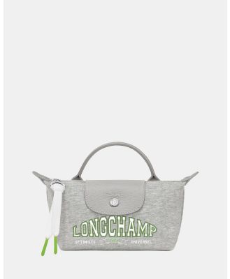 Longchamp - Le Pliage University Collection Pouch With Handle - Handbags (Grey) Le Pliage University Collection Pouch With Handle