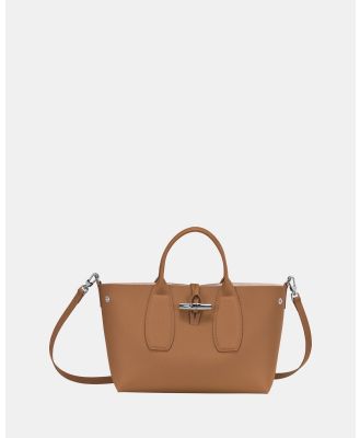 Longchamp - Roseau Top Handle Bag   Medium - Handbags (Natural) Roseau Top Handle Bag -