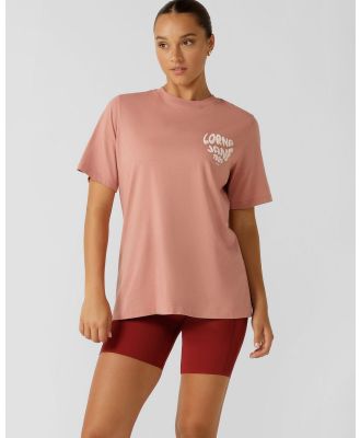 Lorna Jane - Never Give Up Relaxed Tee - Short Sleeve T-Shirts (Ash Rose) Never Give Up Relaxed Tee