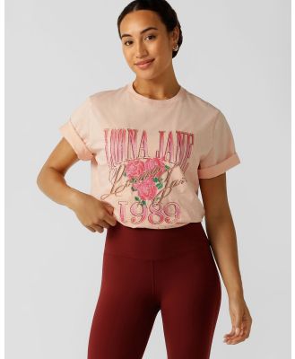 Lorna Jane - Vintage Rose Relaxed Tee - T-Shirts & Singlets (Washed Sunkissed Peach) Vintage Rose Relaxed Tee