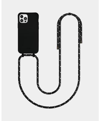 LOUVE COLLECTION - Le Café Noir Phone Case + Dots Strap - Novelty Gifts (Black/Black) Le Café Noir Phone Case + Dots Strap