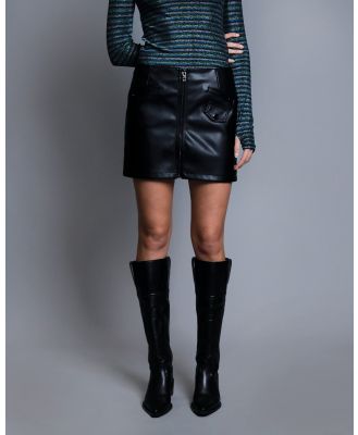Love and Nostalgia - Julia Moto Skirt - Leather skirts (Black) Julia Moto Skirt
