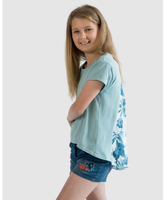 Love Haidee - Girls Luxe Printed Top in Floral Dreaming - Short Sleeve T-Shirts (Green) Girls Luxe Printed Top in Floral Dreaming