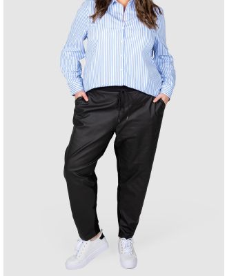 Love Your Wardrobe - Arlo PU & Ponte Drawstring Pant - Pants (Black) Arlo PU & Ponte Drawstring Pant