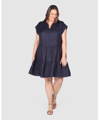 Love Your Wardrobe - Cate Linen Tiered Dress - Dresses (Navy) Cate Linen Tiered Dress