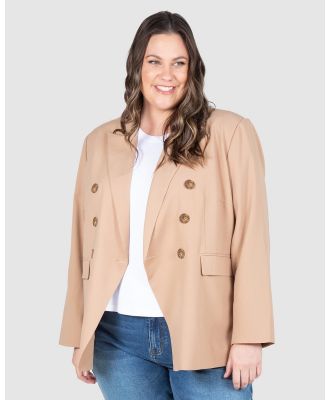 Love Your Wardrobe - Charlie Double Breasted Blazer - Suits & Blazers (Tan) Charlie Double Breasted Blazer