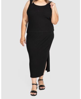 Love Your Wardrobe - Chelsea Rib Knit Midi Skirt - Pencil skirts (Black) Chelsea Rib Knit Midi Skirt