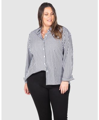 Love Your Wardrobe - Ella Stripe Button Up Shirt - Shirts & Polos (Black/White) Ella Stripe Button-Up Shirt