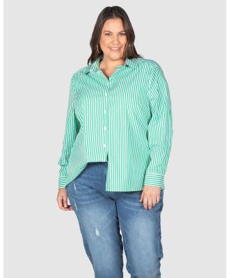 Love Your Wardrobe - Ella Stripe Button Up Shirt - Shirts & Polos (Green/White) Ella Stripe Button-Up Shirt