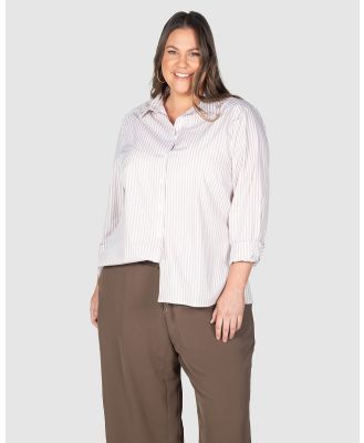 Love Your Wardrobe - Ella Stripe Button Up Shirt - Shirts & Polos (Sand/White) Ella Stripe Button-Up Shirt