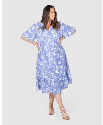Love Your Wardrobe - Juliet Print Midi Dress - Printed Dresses (Blue&White Flower) Juliet Print Midi Dress
