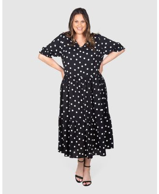 Love Your Wardrobe - Macy Spot Tiered Maxi Dress - Printed Dresses (Black / White Spot) Macy Spot Tiered Maxi Dress
