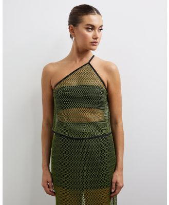 Lover - Kai One Shoulder Top - Cropped tops (Green & Black) Kai One Shoulder Top