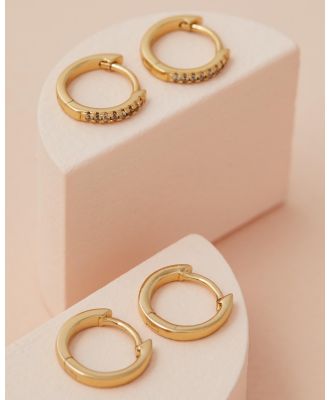 Luv Aj - Sorrento Hoop Huggie Earrings Pack - Jewellery (Gold) Sorrento Hoop Huggie Earrings Pack