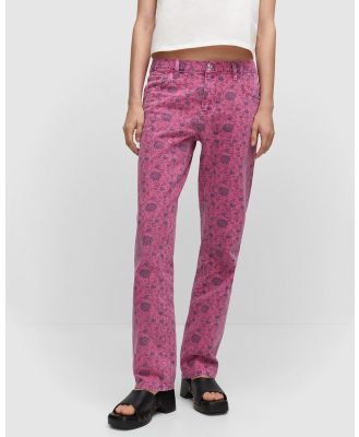 M.N.G - Flora Jeans - Low Rise (Bright Pink) Flora Jeans