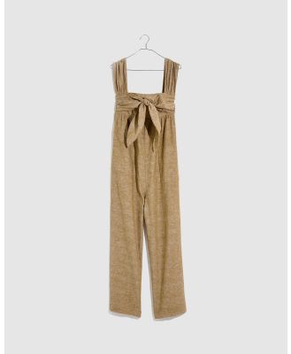 Madewell - Tie Front Smock Back Jumpsuit - Jumpsuits & Playsuits (Spiced Olive) Tie Front Smock Back Jumpsuit