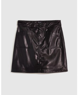 Madewell - Vegan Leather A Line Mini Skirt - Leather skirts (Black) Vegan Leather A-Line Mini Skirt