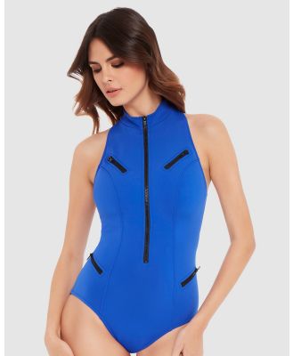 Magicsuit - Coco Sporty Zip Up Tummy Control Swimsuit - One-Piece / Swimsuit (Blue) Coco Sporty Zip Up Tummy Control Swimsuit