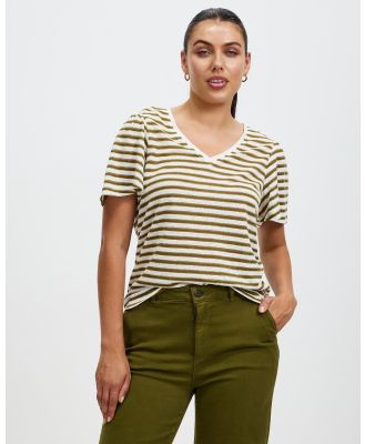 Marcs - Annie Linen Stripe Tee - T-Shirts & Singlets (Ivory Stripe) Annie Linen Stripe Tee