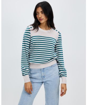 Marcs - Marley Merino Button Knit - Jumpers & Cardigans (Shell Stripe) Marley Merino Button Knit