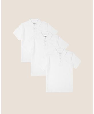 Marks & Spencer - 3 Pack Pure Cotton Short Sleeve Schoolwear Polo   Kids Teens - Shirts & Polos (White) 3-Pack Pure Cotton Short Sleeve Schoolwear Polo - Kids-Teens