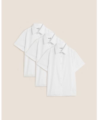 Marks & Spencer - 3 Pack Regular Short Sleeve Schoolwear Blouse   Kids Teens - Tops (White) 3-Pack Regular Short Sleeve Schoolwear Blouse - Kids-Teens