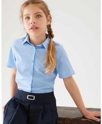 Marks & Spencer - 3 Pack Slim Short Sleeve Schoolwear Blouse   Kids Teens - Tops (Blue) 3-Pack Slim Short Sleeve Schoolwear Blouse - Kids-Teens