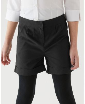 Marks & Spencer - Girls Turn Up Schoolwear Shorts - Chino Shorts (Black) Girls Turn Up Schoolwear Shorts