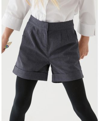 Marks & Spencer - Girls Turn Up Schoolwear Shorts   Kids Teens - Shorts (Grey) Girls Turn Up Schoolwear Shorts - Kids-Teens