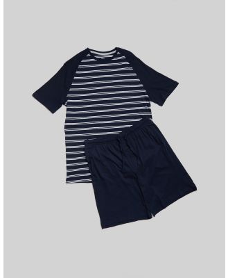 Marks & Spencer - Raglan Striped Pyjama Set - Shorts (Navy Mix) Raglan Striped Pyjama Set
