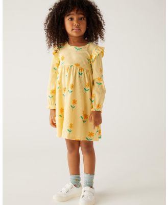 Marks & Spencer - Ribbed Floral Dress - Dresses (Yellow) Ribbed Floral Dress