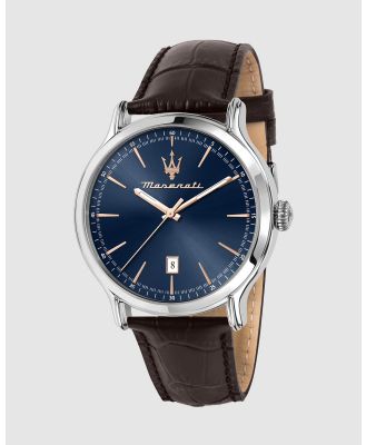 Maserati - Epoca 42mm Leather Watch - Watches (Blue) Epoca 42mm Leather Watch