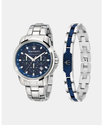 Maserati - Successo 44mm Stainless Steel Chronograph Gift Set with Bracelet - Watches (Silver) Successo 44mm Stainless Steel Chronograph Gift Set with Bracelet