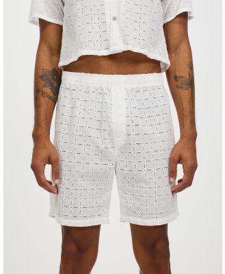Merlino Street - Embroidered Amalfi Boxer Shorts - Shorts (White) Embroidered Amalfi Boxer Shorts