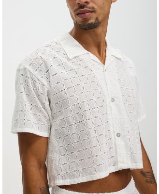 Merlino Street - Embroidered Amalfi Button Up Shirt - Casual shirts (White) Embroidered Amalfi Button-Up Shirt