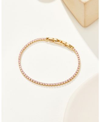 Mestige - Pink Tennis Olivia Bracelet in 18K Gold - Jewellery (SILVER) Pink Tennis Olivia Bracelet in 18K Gold