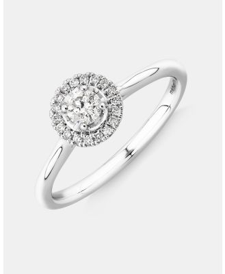 Michael Hill - 0.23 Carat TW Round Brilliant Diamond Halo Engagement Ring in 10kt White Gold - Jewellery (White) 0.23 Carat TW Round Brilliant Diamond Halo Engagement Ring in 10kt White Gold