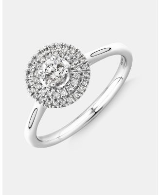 Michael Hill - 0.32 Carat TW Round Brilliant Diamond Double Halo Engagement Ring in 10kt White Gold - Jewellery (White) 0.32 Carat TW Round Brilliant Diamond Double Halo Engagement Ring in 10kt White Gold