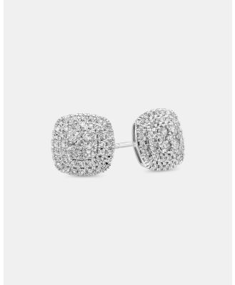 Michael Hill - 0.65 Carat TW Cushion Shaped Diamond Cluster Stud Earrings in 10kt White Gold - Jewellery (White) 0.65 Carat TW Cushion Shaped Diamond Cluster Stud Earrings in 10kt White Gold