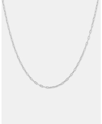 Michael Hill - 2mm Wide Hollow Paperclip Chain in 10kt White Gold - Jewellery (White) 2mm Wide Hollow Paperclip Chain in 10kt White Gold