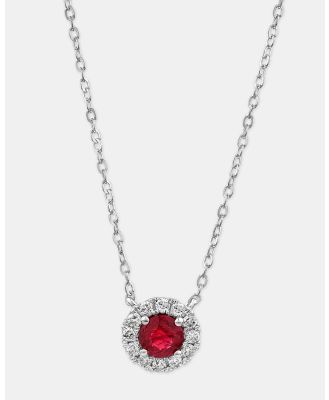 Michael Hill - Halo Pendant with Ruby & 0.14 Carat TW of Diamonds in 10kt White Gold - Jewellery (White) Halo Pendant with Ruby & 0.14 Carat TW of Diamonds in 10kt White Gold