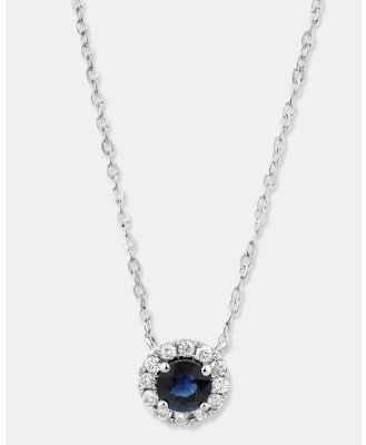 Michael Hill - Halo Pendant with Sapphire & 0.14 Carat TW of Diamonds in 10kt White Gold - Jewellery (White) Halo Pendant with Sapphire & 0.14 Carat TW of Diamonds in 10kt White Gold